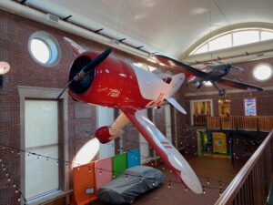 GeeBee R1 airplane hanging in Museum of Springfield History